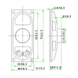Speaker manufacturers LS3070N-9F 8 Ohm 3W sensitivity 90dB rectangular