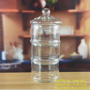 Stackable 3 Layers Tower Shaped Glass Storage Jars