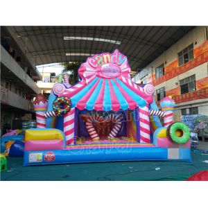 Commercial Grade Inflatable Bounce House With Slide Candy Slide Castle