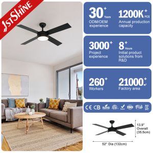 4*MDF Blades Decorative LED Ceiling Fan Black Finish DC Motor Energy Saving