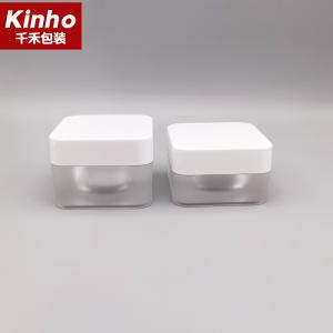 China 5g 15g Acrylic Cream Jar 30g 50g Cosmetic Square Cap Round Edge Double Wall on sale