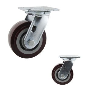 OEM Dark Red Polyurethane Wheel 230kg 5 Inch Swivel Casters
