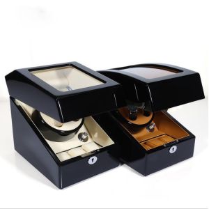 Custom Glossy Wooden Automatic Watch Winder Box 2 Slots
