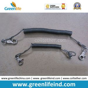 High Pulling Coiled Spring Tool Lanyard W/Lobster Hooks