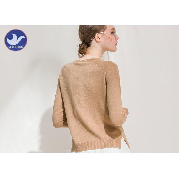 Crew Collar Ladies Wool Jumpers Reglan Sleeves Side Vent Knitwear Soft Touch