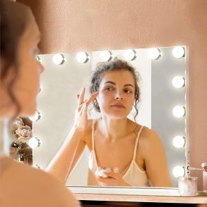 Modern Chrome Led Hollywood Vanity Mirror Magnifying With Lights