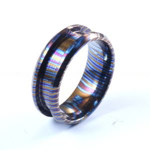 Customized Handmade Natural Colourful Timascus Rings Blank Inlay Ring for Men Width 8mm Third Party Appraisal Certificate