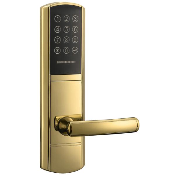 Quality PVD gold Electronic Door Lock Unlocked by Password or Emid Card wholesale