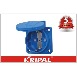 Blue IP54 Schuko 230V Industrial Power Socket 16A French Belgian