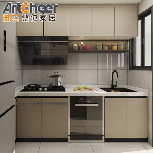 Quality Complete Plywood PVC Kitchen Cabinet with Modern Black Island Design made in by KingV wholesale