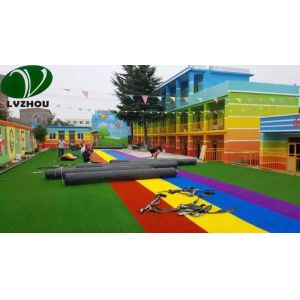 Blue Artificial Grass Carpet For Kindergarten 9000D
