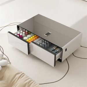 Mini Bar Furniture with Cooling Drawers and Wireless Charging Smart Coffee Table