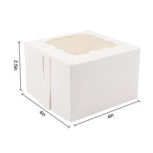 Kraft or White Bakery Paper Boxes with Window for Cake and Cookies