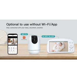 Ips Display Pan Tilt Baby Monitor With App 2 Way Audio Wifi 2.4Ghz 5.5 Inch