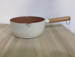 Kitchen Multi Coloured Small Cooking Pots With Wooden Handle
