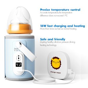 Portable USB Baby Bottle Warmer with 5-Temp Settings for Travel