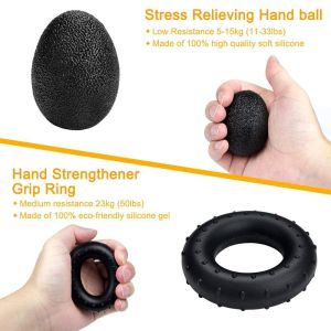 Black 5 Piece Hand Grip Exercise Set Adjustable Hand Gripper Finger Trainer Grip