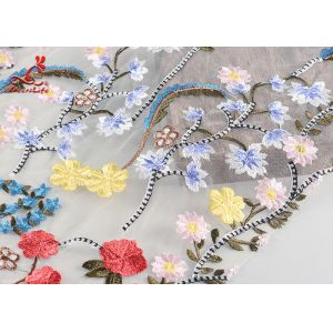 French Bride Colorful Embroidered Fabric Tulle Mesh Lace High Color Fastness