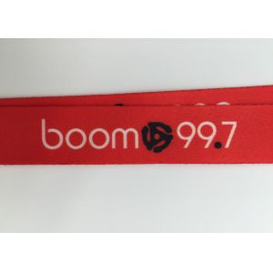 Nice Looking Dye Sublimation Lanyards / Black And Red Lanyard For School Id