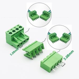 5.08mm Pitch PCB Plug-in Screw Terminal Blocks Plug + Right Angle Pin Header
