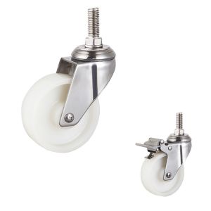 China Solid  4 Inch Wheel Threaded Stem Rotating Trolley Wheels on sale
