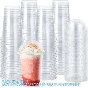 16 Oz Clear Cups With Dome Lids, Disposable Plastic Drinking Cups, 16 Oz Parfait