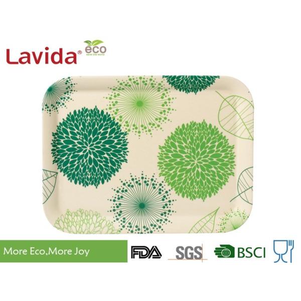 Shatter Proof Durable Bamboo Fiber Tray , Biodegradable Melamine Rectangular