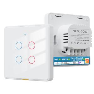 Cheap Tuya WiFi switch RF433 control Timing Voice App Alexa, Google Home Smart Home No Neutral Wire WiFi EU Wall Switch for sale