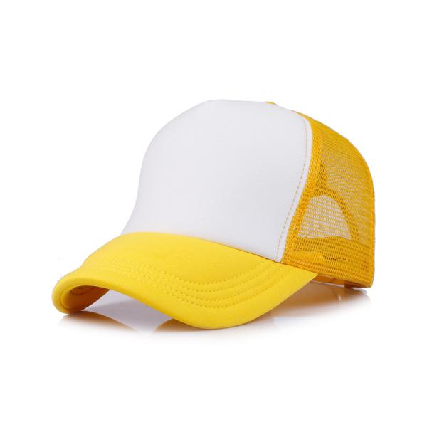 Blue / Yellow Trucker Mesh Cap , Custom Mesh Trucker Hats For Business
