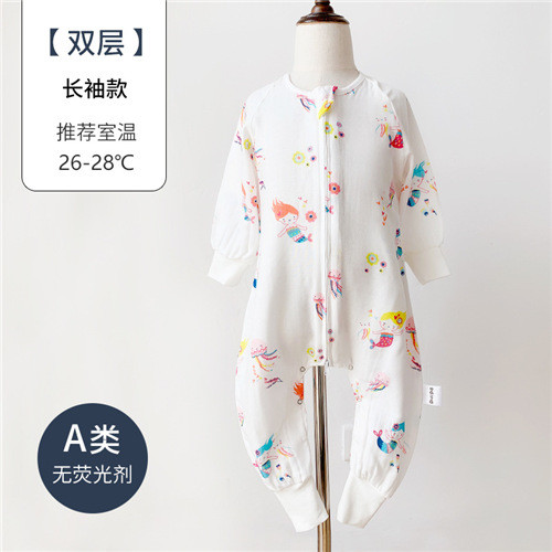 Quality 6 Layers Soft 	Muslin Baby Pajamas Mermaid Printed Toddler Wearable Blanket wholesale