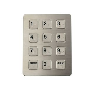 Cusotmized 12 keys matrix metal keypad with brialle for blind person