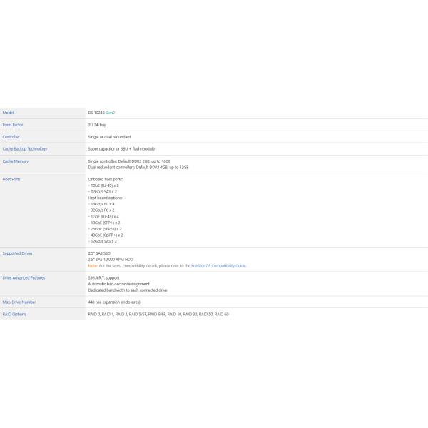infortrend Storage DS 1000B DS 1024B Gen2 2U-24bay