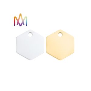 rustproof SUS304 Pentagon Pendant Engraved Bracelet Charms