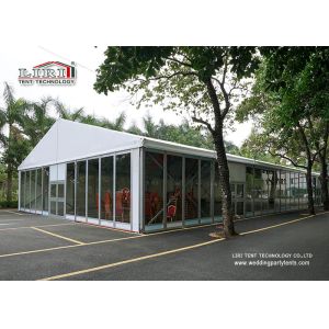 China Glass Sidewall Aluminum Event Tent For Outdoor Temporary Party , White Roof Tempered Structure on sale
