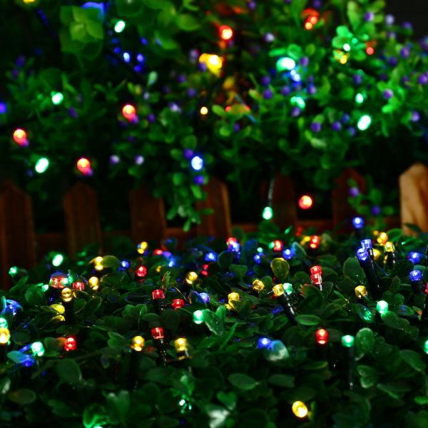 Garden 200 LED Colored Solar String Lights With High Lumen Illumination For