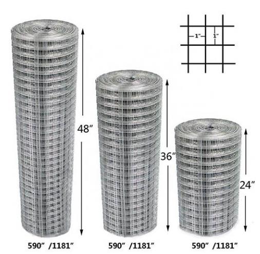 1/4" Opening Stainless Steel Welded Wire Mesh Rolls Hot Dipped Galvanized