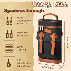 600D Polyester Thermal Custom Insulated Cooler Bag 2 Bottle Portable Tote