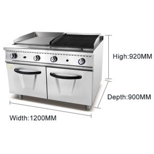 China GL-RG RH Gas Restaurant Cooking Equipment for Large-Scale Food Preparation Gas Griddle +Lava rock Grill With Cabinet on sale
