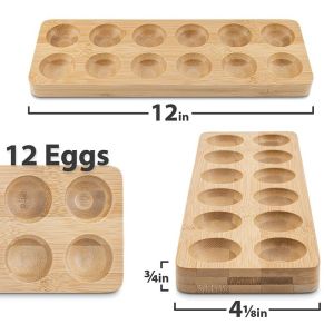 Bamboo Egg Tray For Countertop Or Refrigerator Rectangular Shape Ideal For Milk