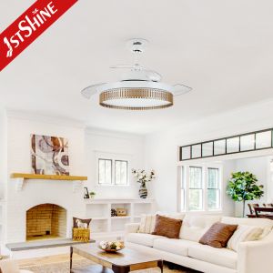 42" Dimmable Led Light Retractable Invisible Ceiling Fan Light For Living Room