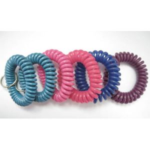 China Lake-blue/coffee/pink color soft spring spiral coil elastic wrist band key ring chain hot on sale