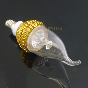 TOPIN E14 3W Decoration LED Candle Bulb Lamp Warm Light Golden Metal Shell AC86V