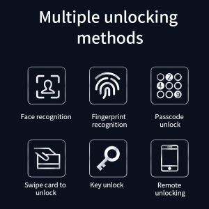 Electronic Door Lock With 3D Face ID Video Calling Fingerprint Card Key Code