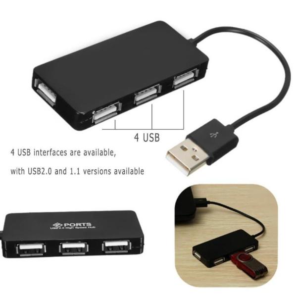Multi Splitter Expansion Ultra Thin 4 Ports USB 2.0 High Speed Hub
