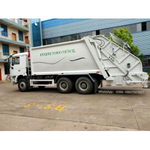 15 Ton 6x4 SHACMAN Garbage Truck With Hydraulic Lifter Garbage Bin