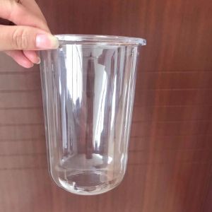 Logo Printed Disposable Iced Coffee Cups 500ml U Shape With Lids Odor Resistance