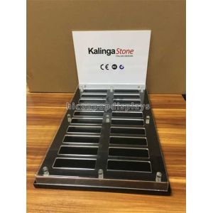 Showroom Custom Stone Granite Tile Display Stands With Metal Base Acrylic Holder