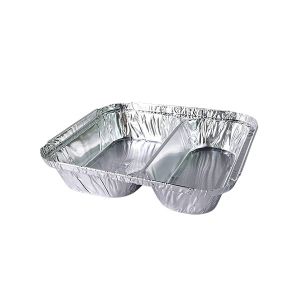 China 2 Compartment Aluminum Foil Container With Llid Capacity 750ml Serving Pan on sale