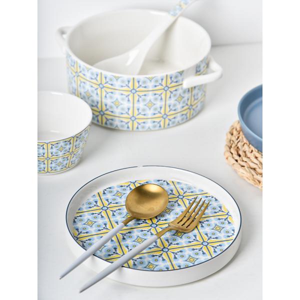 Sustainable Original Design Bohemian Art Style Ceramic Plate For Home Hotel And Party