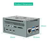 Raspberry Pi 5 Aluminum Case with 4010 PWM Fan and Copper Heatsinks Support